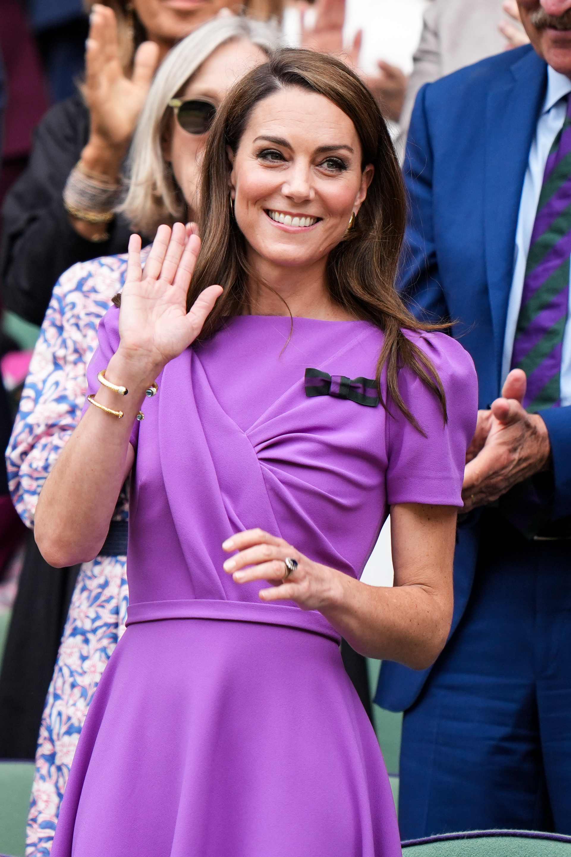 Kate Middleton pictured court-side of Centre Court at the Wimbledon Tennis Championships on July 14, 2024, in London, England. | Source: Getty Images