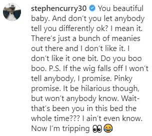 NBA star Stephen Curry's comment on Ayesha Curry's Instagram picture defending his wife from negative remarks. | Photo: instagram.com/ayeshacurry