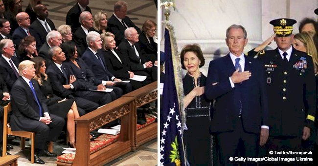 All 5 living US presidents and first ladies attend George H.W. Bush's funeral service