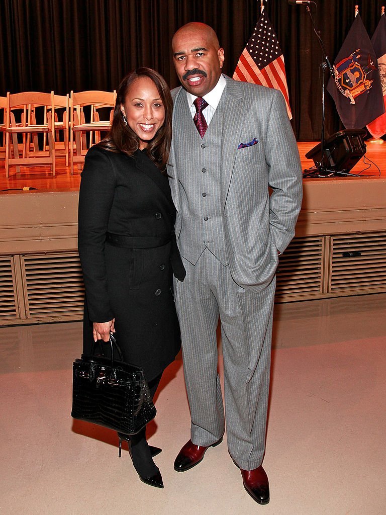 Actor Steve Harvey and wife Majorie Harvey attend the NYC Service Mentor It Forward Program breakfast reception in honor of Martin Luther King Jr. Day at Martin Luther King High School | Photo: Getty Images