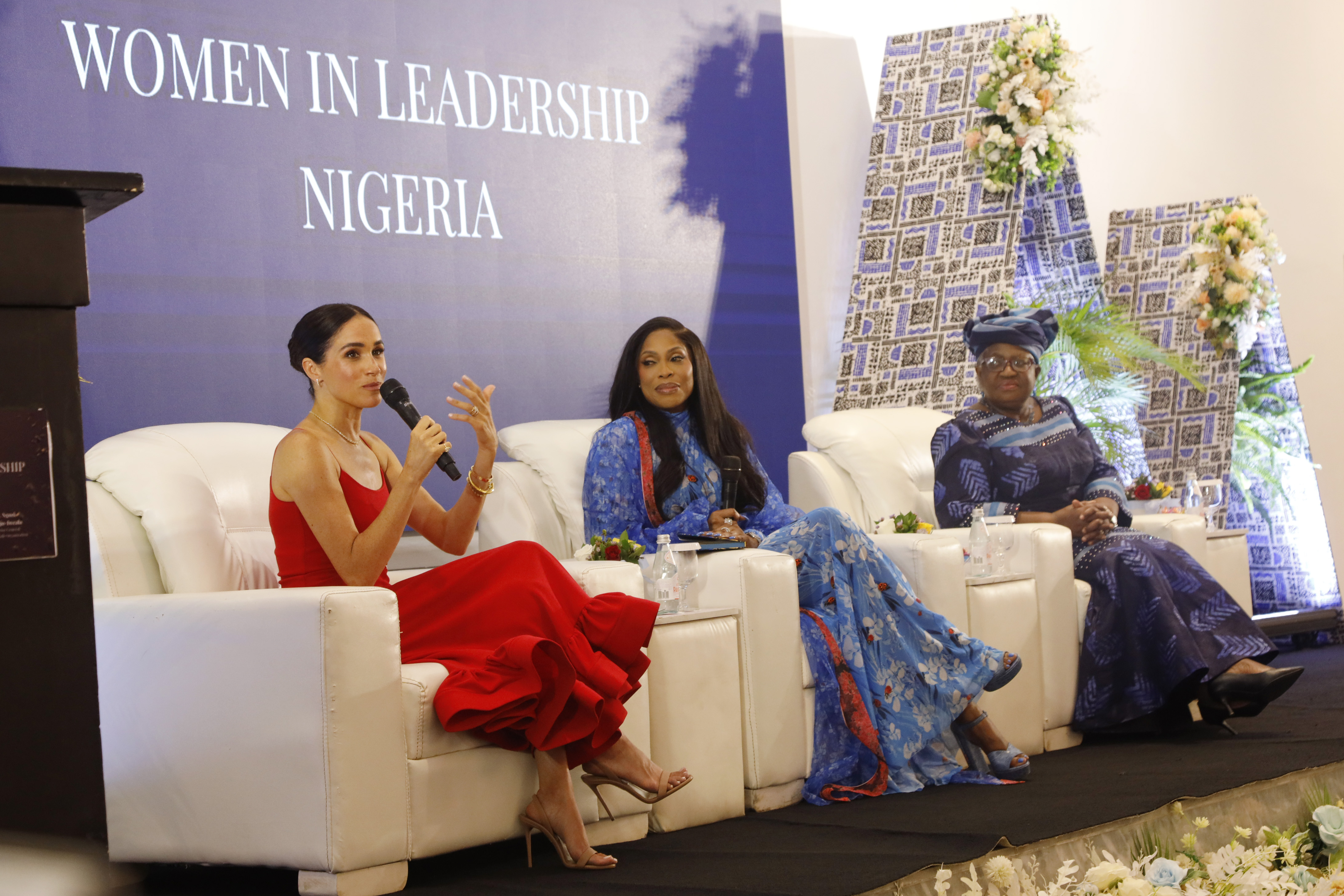 Meghan, Duchess of Sussex at the Women in Leadership event with Ngozi Okonjo-Iweala in Abuja, Nigeria in 2024 | Source: Getty Images