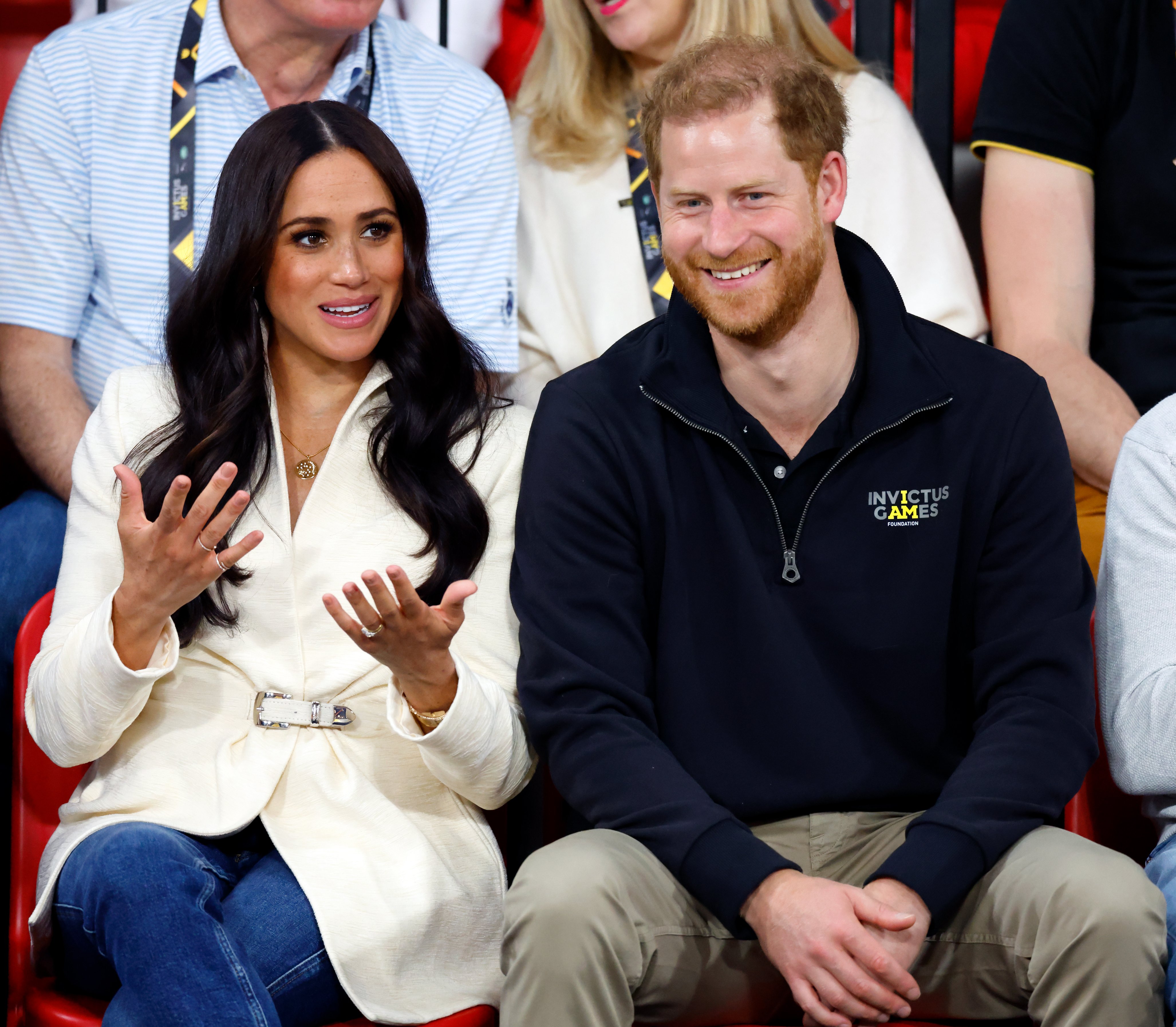 Meghan and Prince Harry watched the sitting volleyball competition on day 2 of the Invictus Games 2020 at Zuiderpark on April 17, 2022, in The Hague, Netherlands. | Source: Getty Images