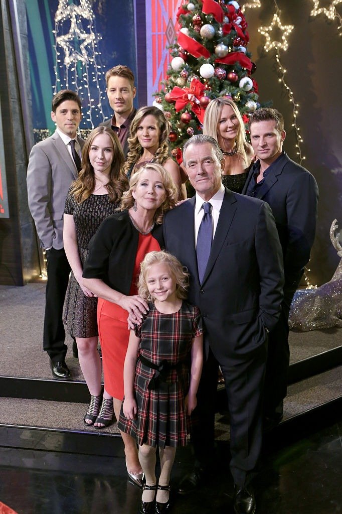 The The Young and the Restless cast, Robert Adamson (Noah Newman), Camryn Grimes (Mariah Copeland), Justin Hartley (Adam Newman), Melissa Claire Egan (Chelsea Newman) Shaon Case (Sharon Newman), Steve Burton (Dylan McAvoy) Eric Braeden (Victor Newman), Melody Thomas Scott (Nikki Newman) and Aly Lind (Faith Newman) | Photo: Getty Images