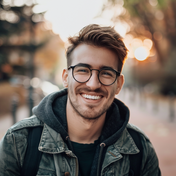 A smiling man wearing eyeglasses | Source: Midjourney