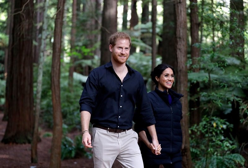 Prince Harry Meghan Markle visiting Redwoods Tree Walk in Rotorua, New Zealand, in October 2018. | Image: Getty Images. 