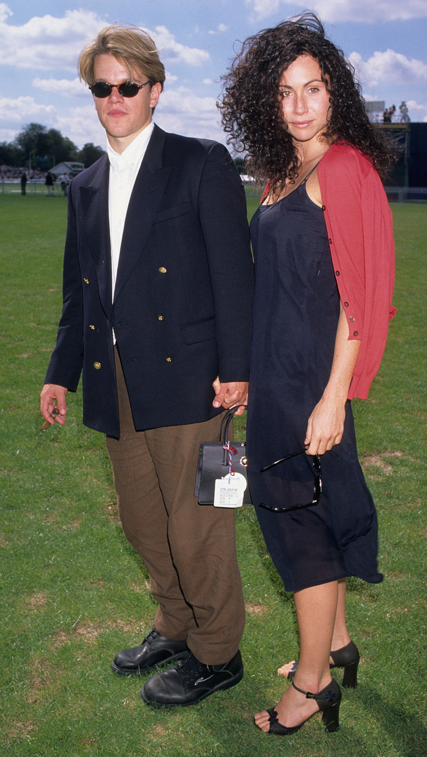 Minnie Driver and Matt Damon during 1997 Cartier International Polo in Windsor, United Kingdom on July 01.1997. | Source: Getty Images