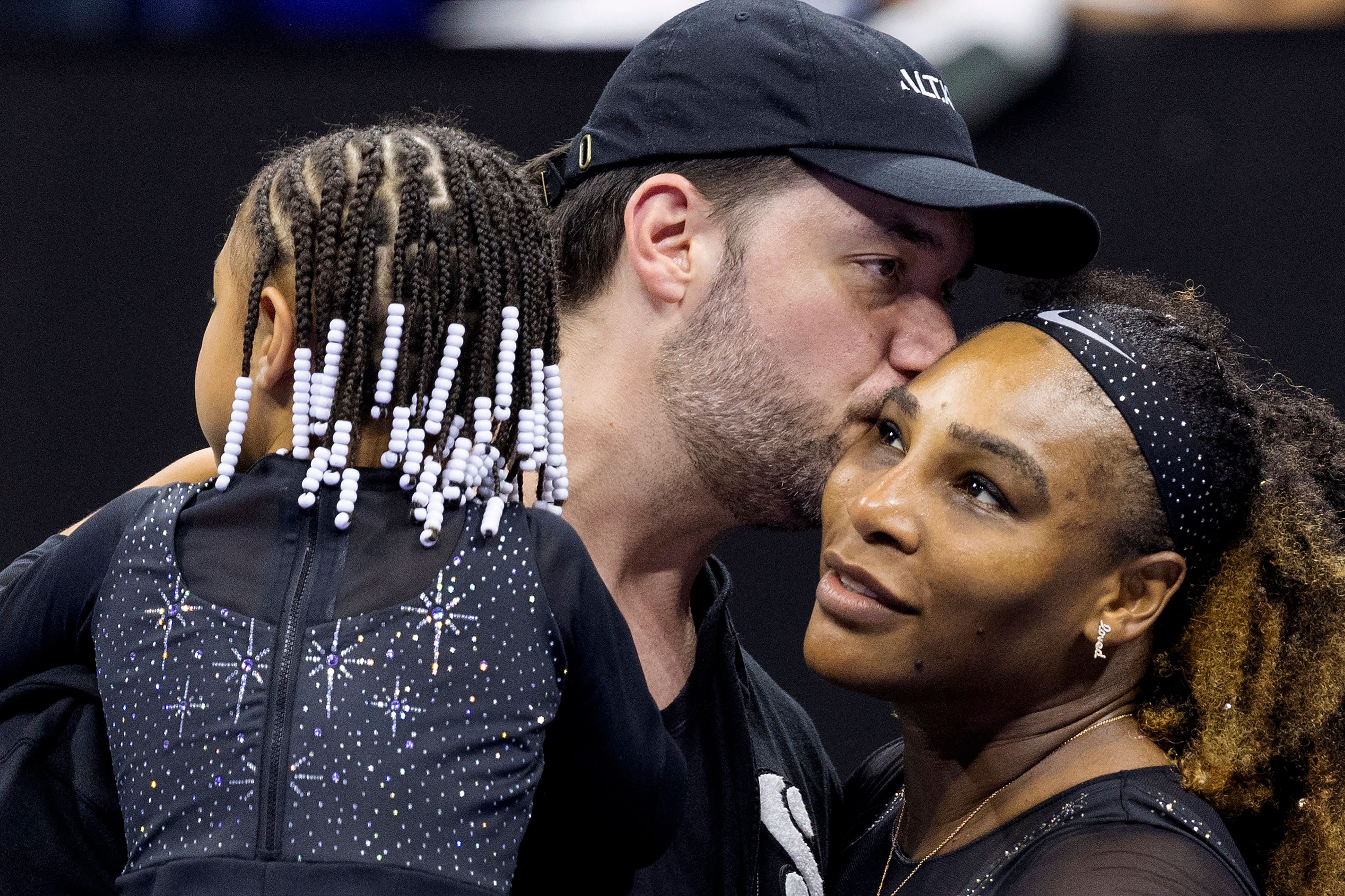 Alexis Ohanian and Serena Williams with their daughter, Olympia, during the 2022 US Open Tennis Tournament Women's Singles first round match at the USTA Billie Jean King National Tennis Center in New York, on August 29, 2022. | Source: Getty Images