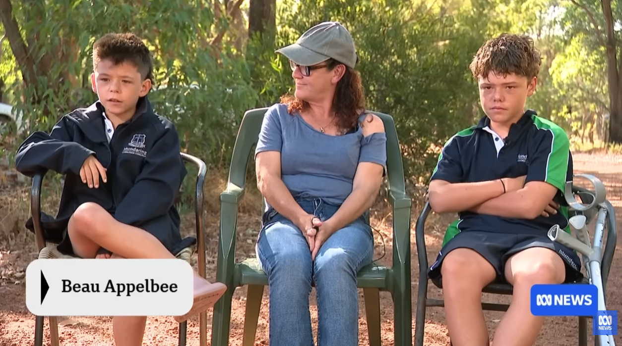 Beau, Joanne, and Austin Applebee speak to ABC News (Australia) on 3 February 2026. | Source: YouTube/ABC News (Australia)