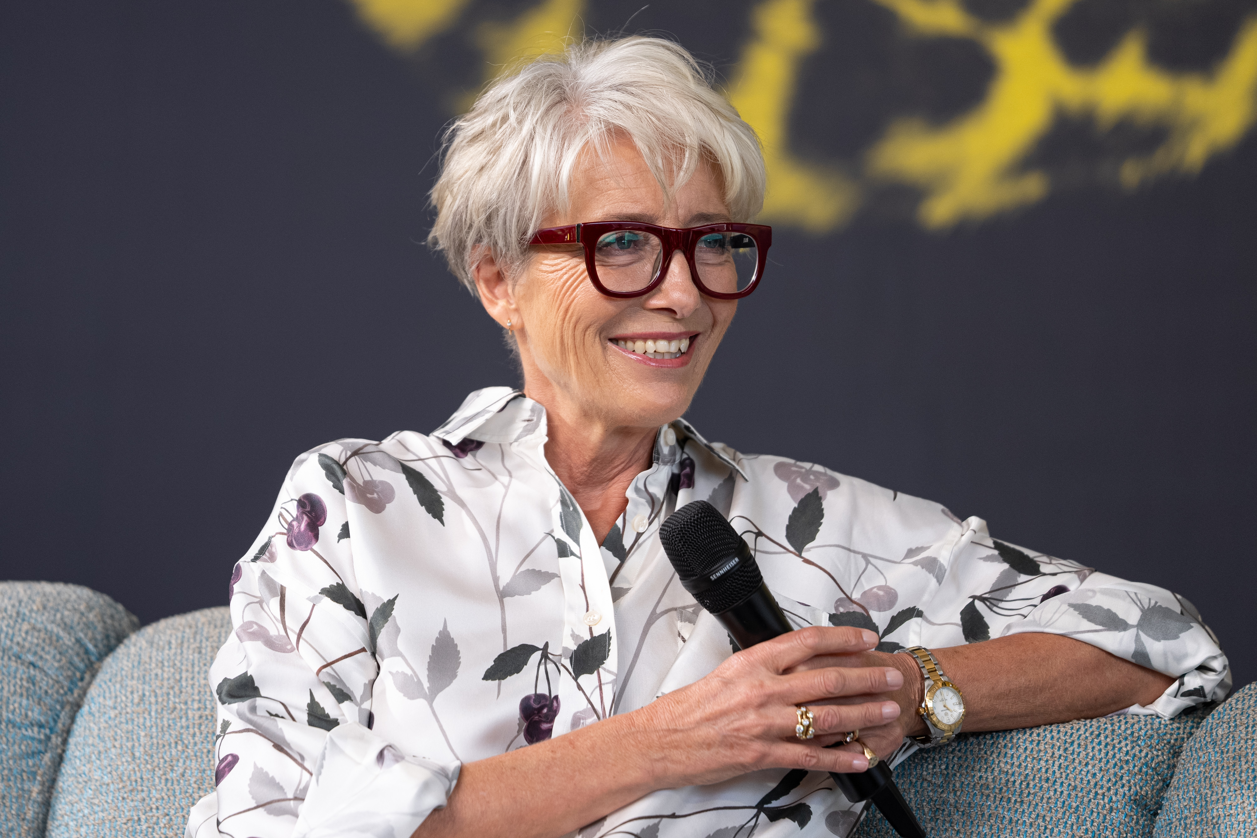 Emma Thompson meets fans during the 78th Locarno Film Festival on August 9, 2025, in Locarno, Switzerland. | Source: Getty Images
