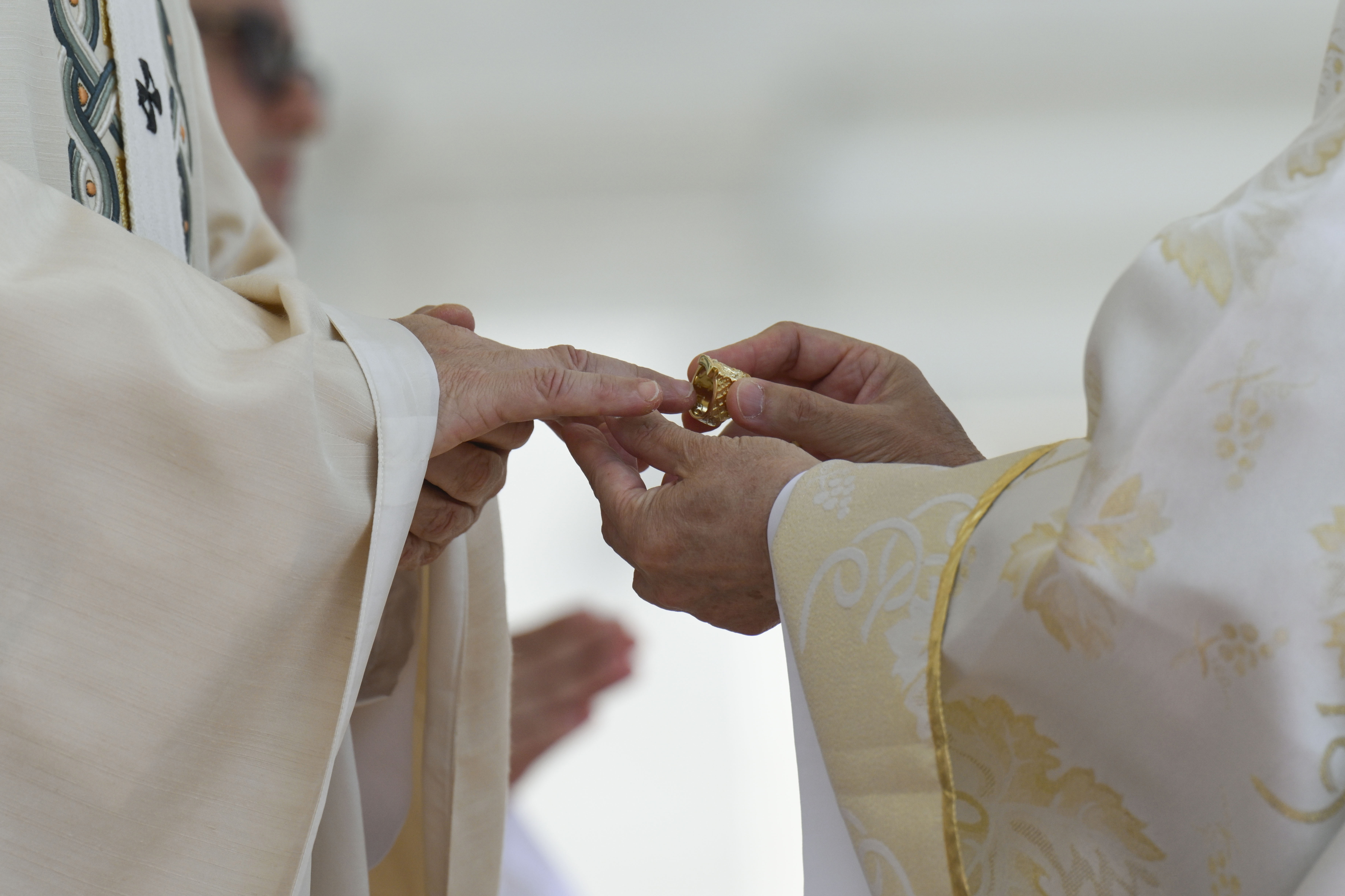 Pope Leo XIV receiving the Ring of the Fisherman from cardinal Luis Antonio Tagle during the Mass of Inauguration of his pontificate in St. Peter's Square on May 18, 2025, in Vatican City. | Source: Getty Images