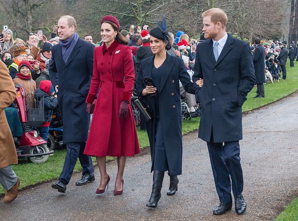 Prince William, Kate Middleton, Meghan Markle, and Prince Harry at Church of St Mary Magdalene on the Sandringham estate on December 25, 2018 in King's Lynn, England. | Photo: Getty Images