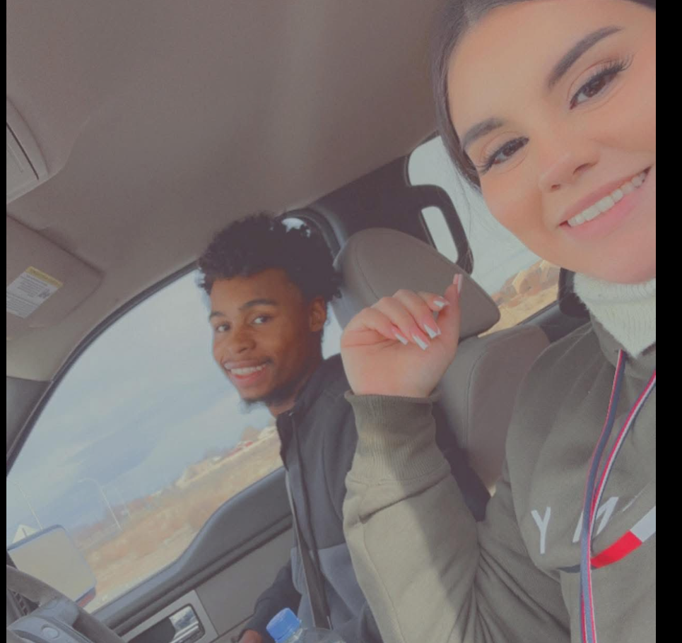 The deceased Klariza Tarango smiles for a selfie inside a vehicle beside Devante Griffin during a daytime drive. | Source: Facebook/Jade Charde’