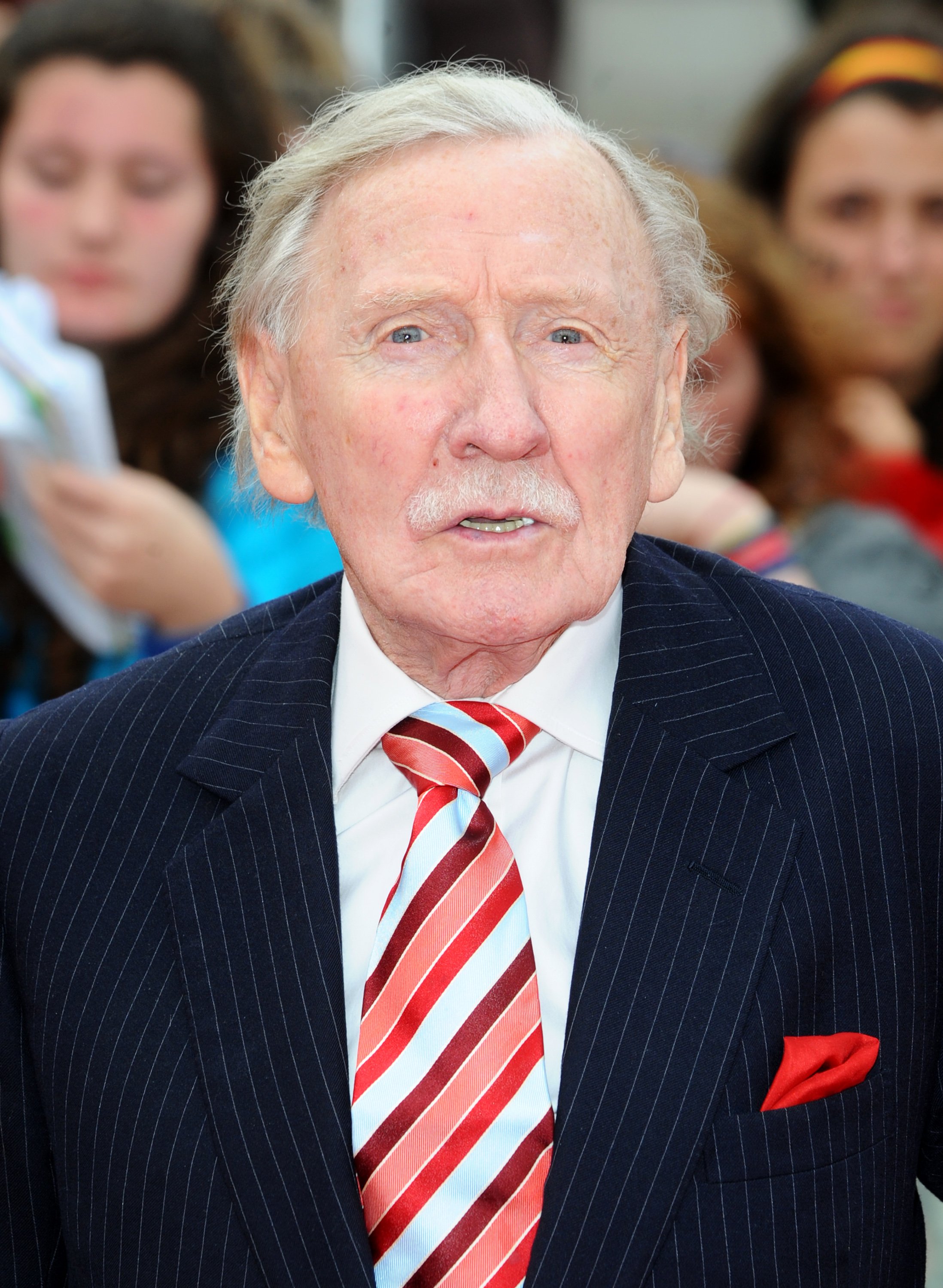 Leslie Phillips at the "Harry Potter and the Deathly Hallows: Part 2" Premiere in Trafalgar Square on July 7, 2011, in London | Source: Getty Images