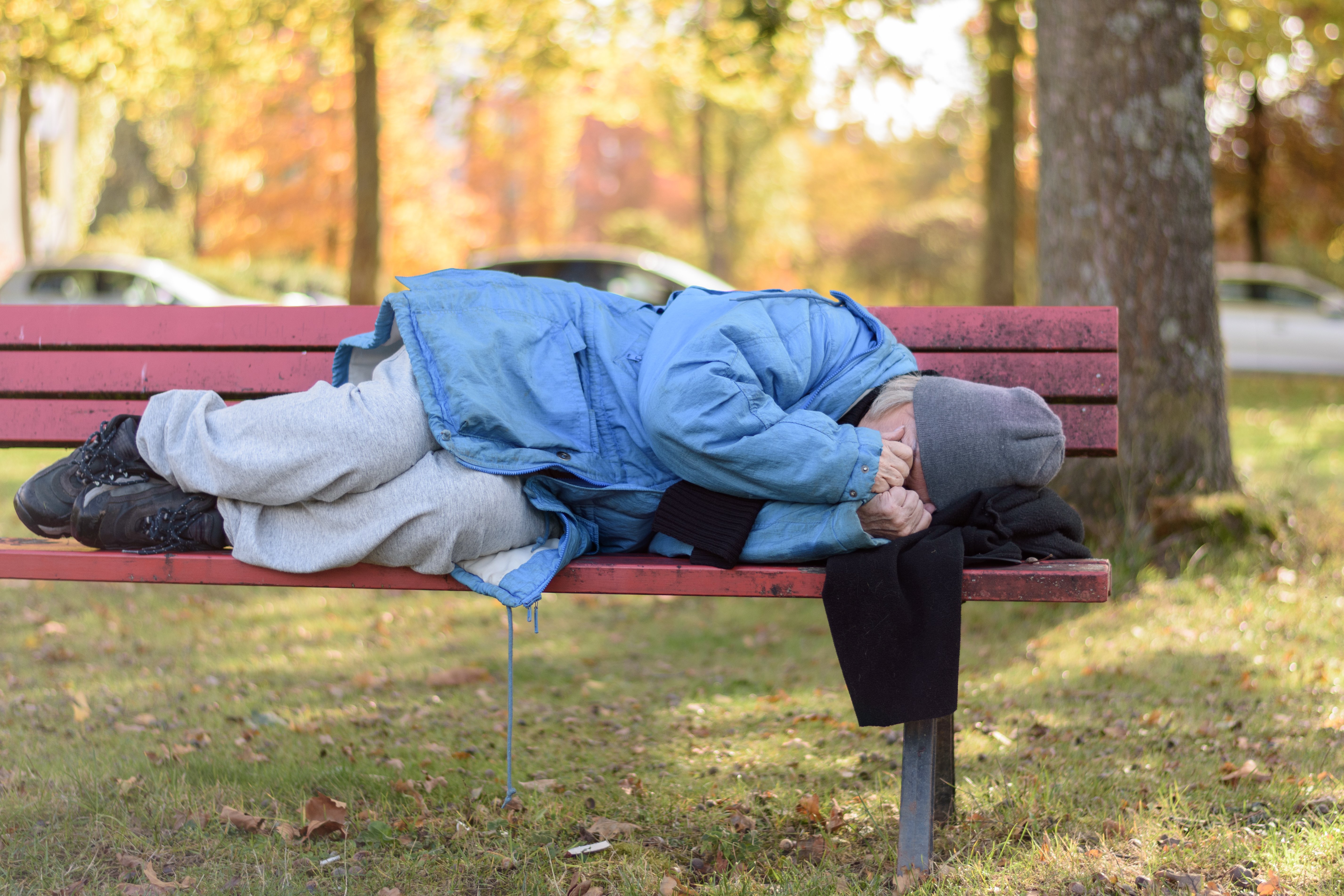 Jane was exhausted and fell asleep on a bench on the sidewalk. | Source: Getty Images