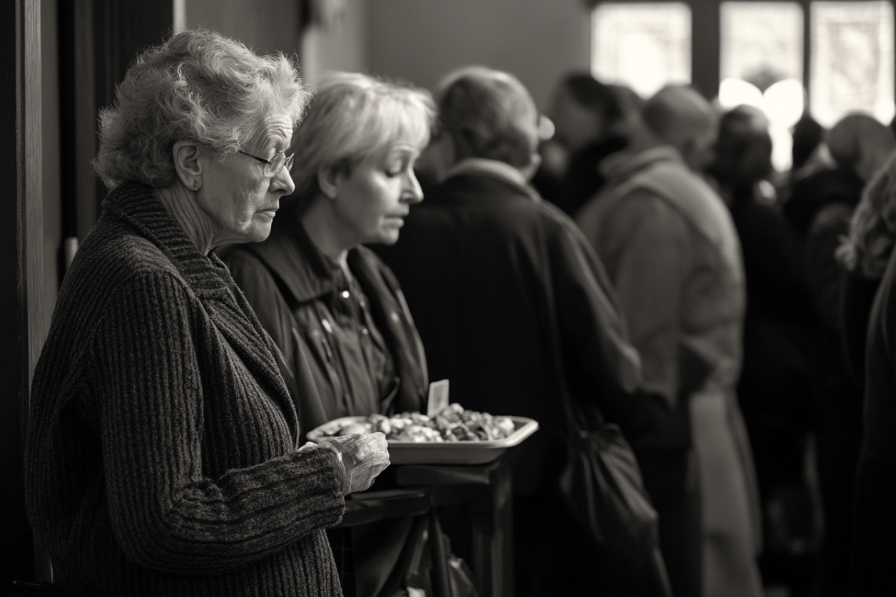 People at a church potluck | Source: Midjourney