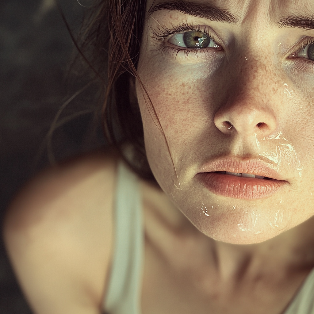 A close up of an upset woman | Source: Midjourney