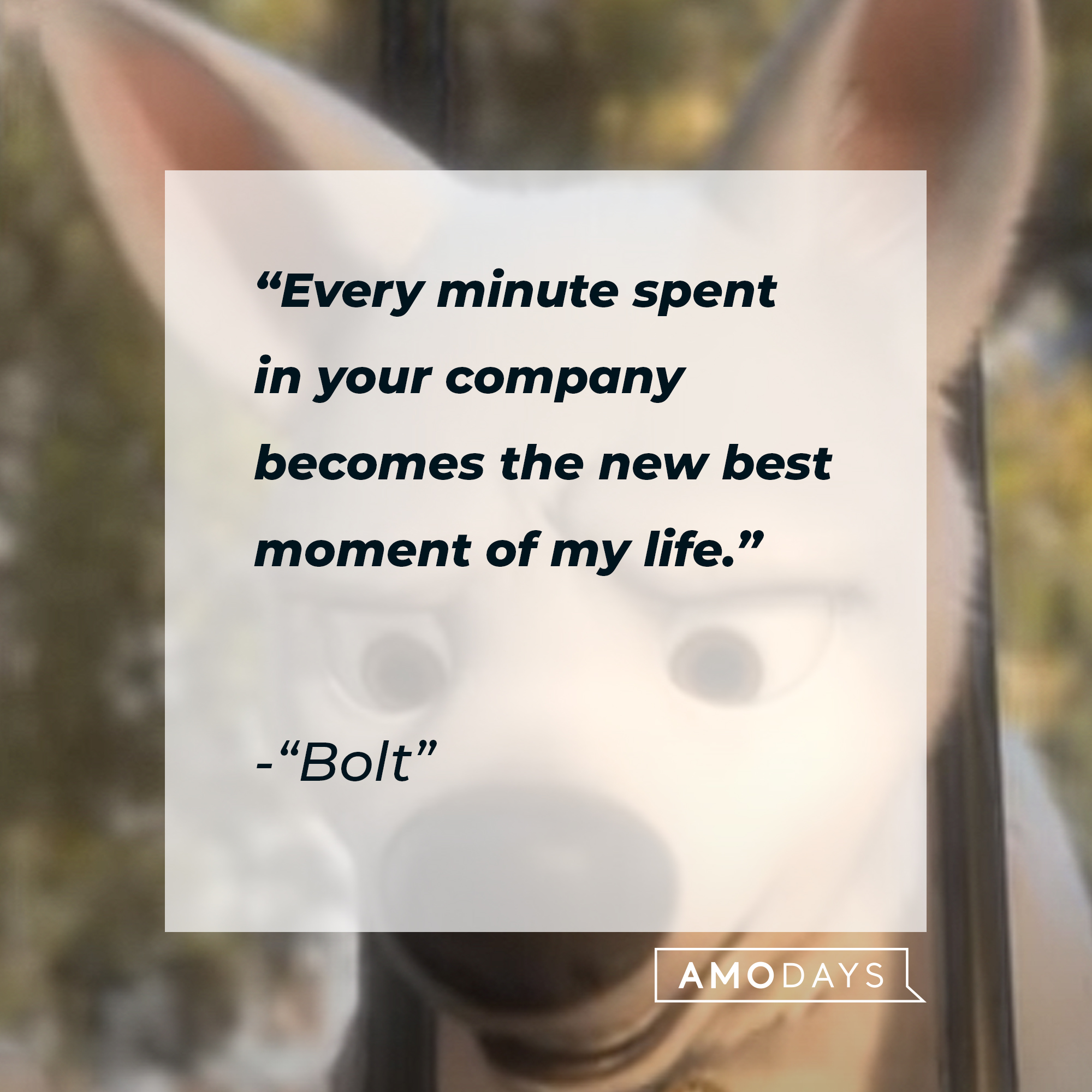"Bolt's" quote: "Every minute spent in your company becomes the new best moment of my life." | Source: Youtube.com/DisneyUK