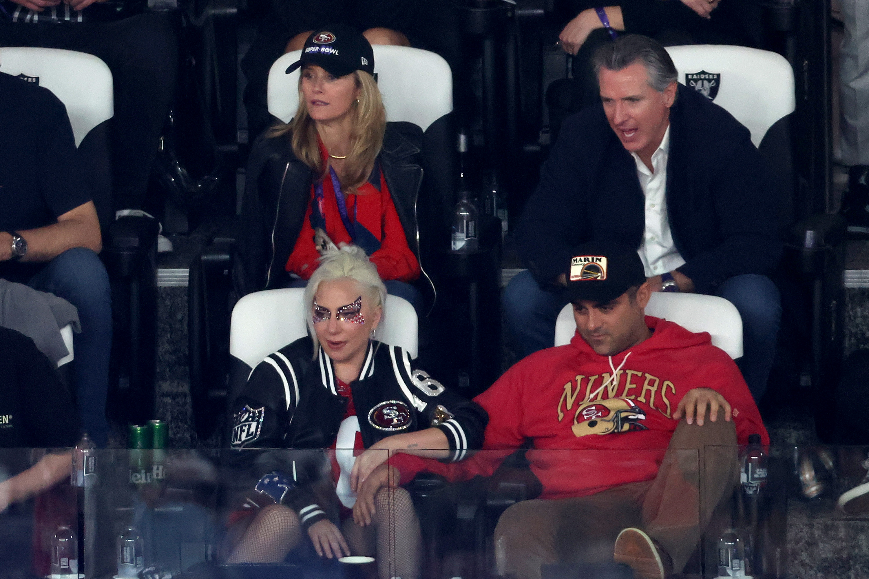 Lady Gaga and Michael Polansky at Allegiant Stadium on February 11, 2024 in Las Vegas, Nevada. | Source: Getty Images