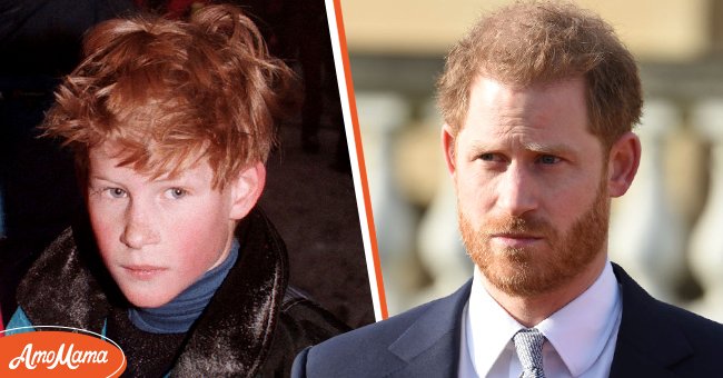 Picture of a young Prince Harry[left]. Picture of the Duke of Sussex, Prince Harry[right]  | Photo: Getty Images