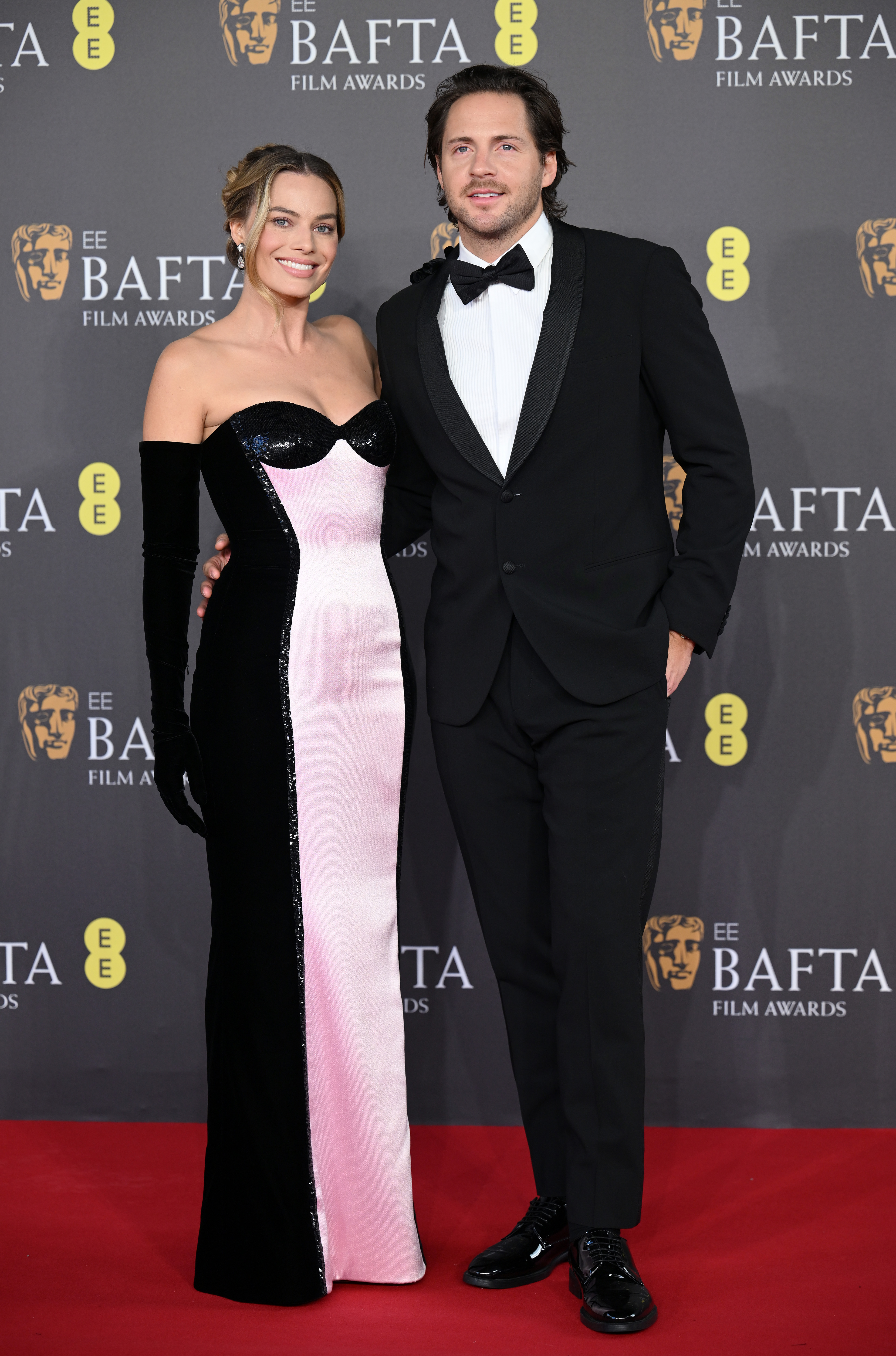 Margot Robbie and Tom Ackerley at the EE BAFTA Film Awards in London, England on February 18, 2024 | Source: Getty Images