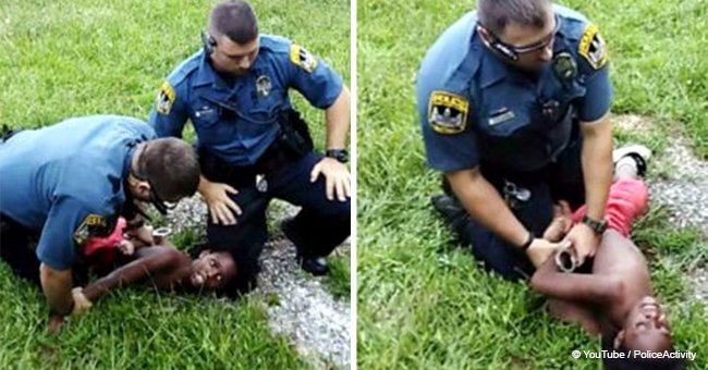 Disturbing footage shows little boy pinned to the ground by two police officers