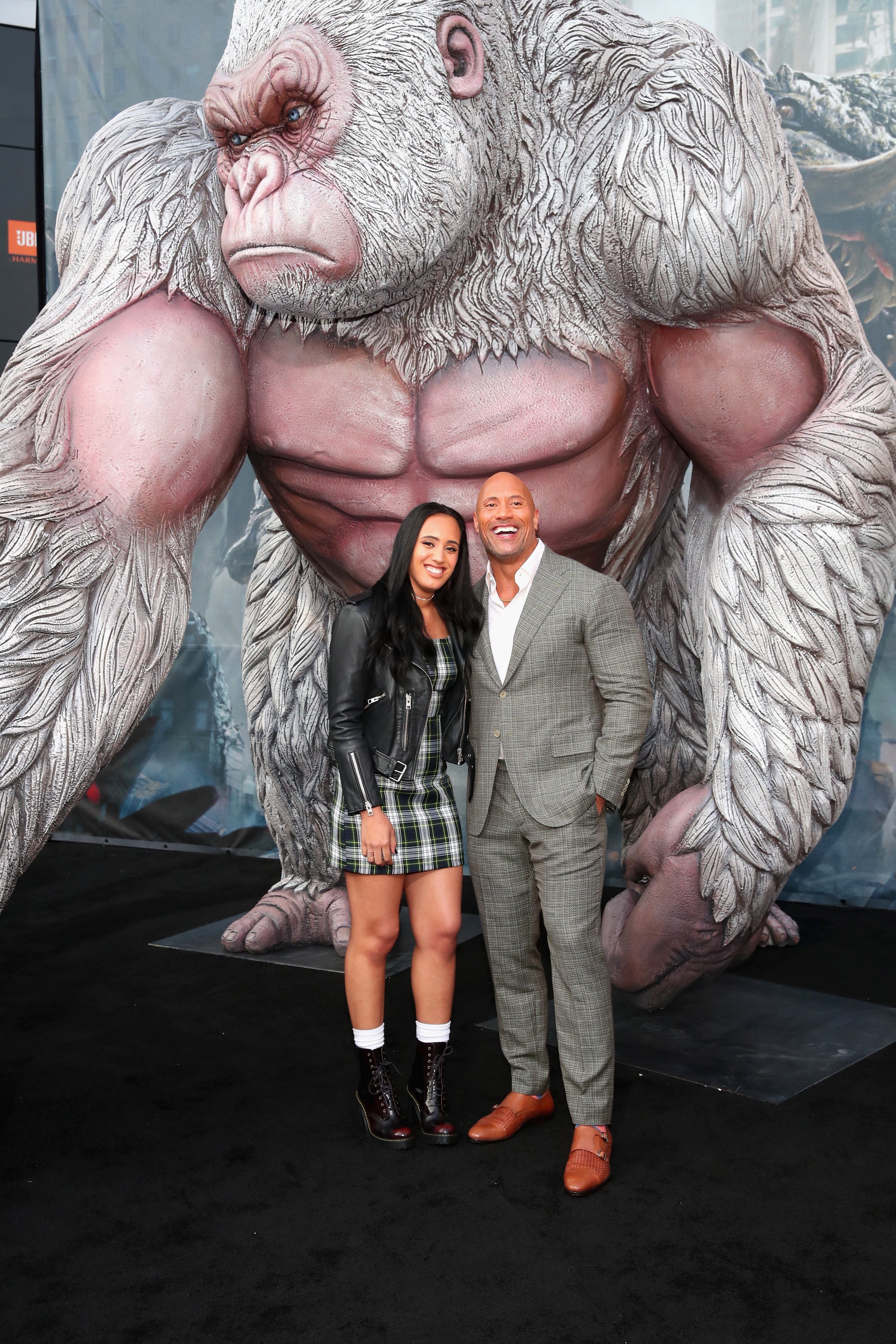 Simone Johnson and Dwayne Johnson at the premiere of "Rampage"on April 4, 2018, in Los Angeles. | Source: Getty Images