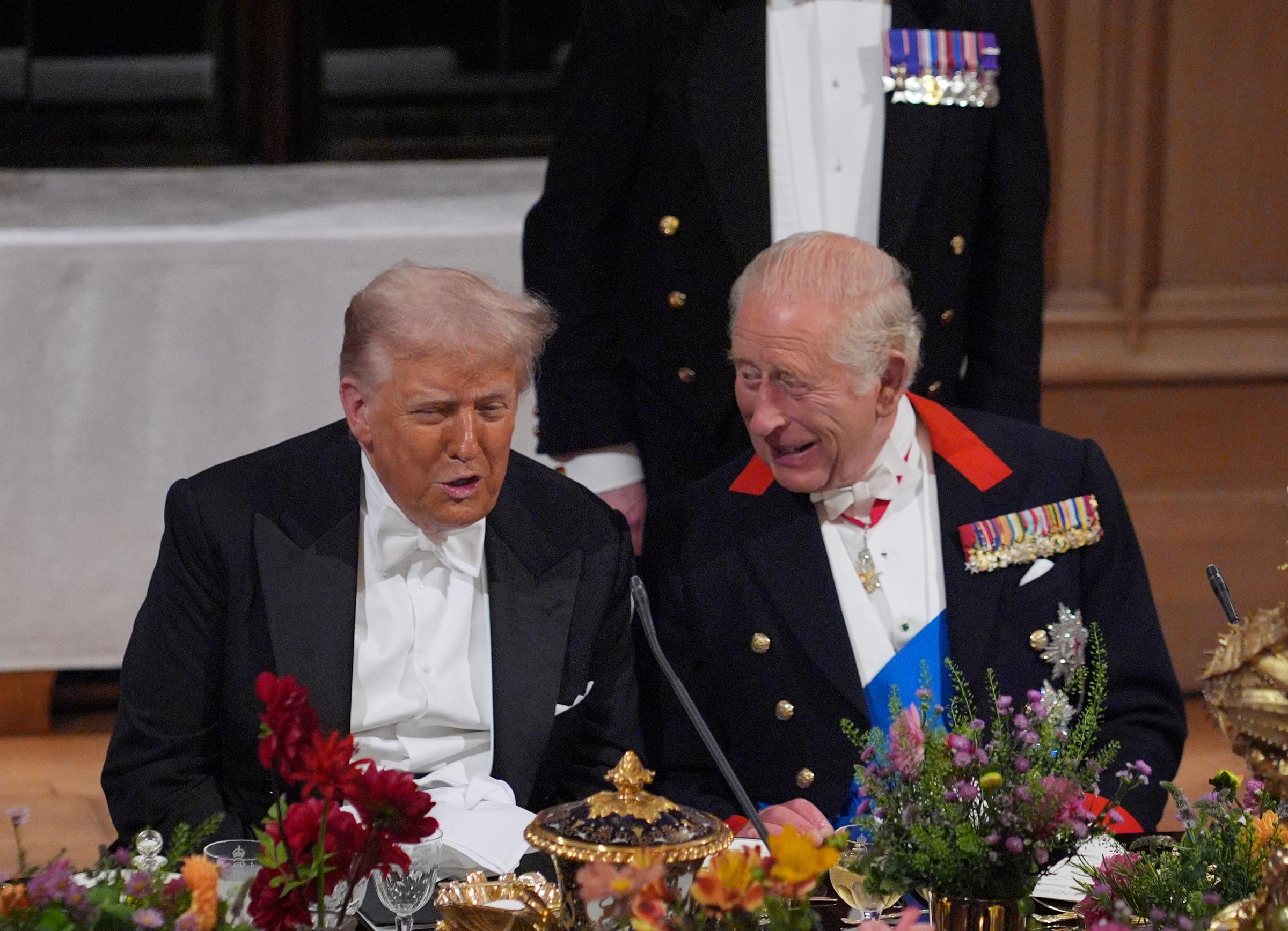 King Charles III and Donald Trump inspect the Guard of Honour at Windsor Castle on September 17, 2025, in Windsor, England | Source: Getty Images