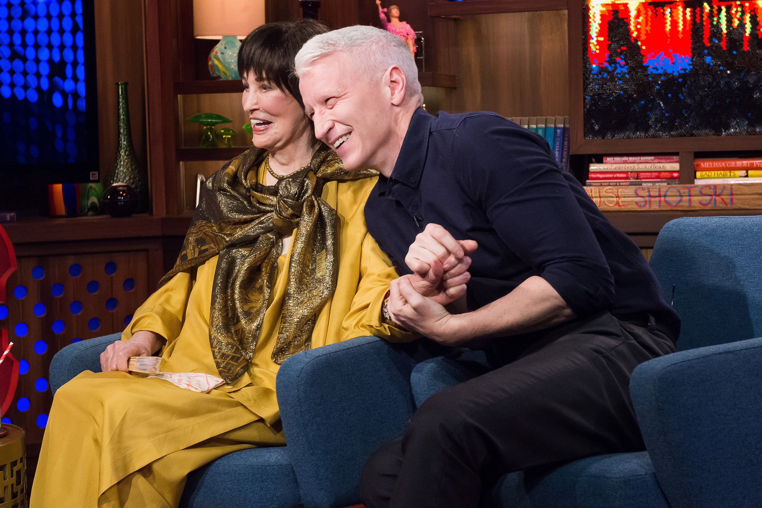 Gloria Vanderbilt and Anderson Cooper appear as guests on the 13th season of "Watch What Happens Live" on February 28, 2016. |  Getty Images