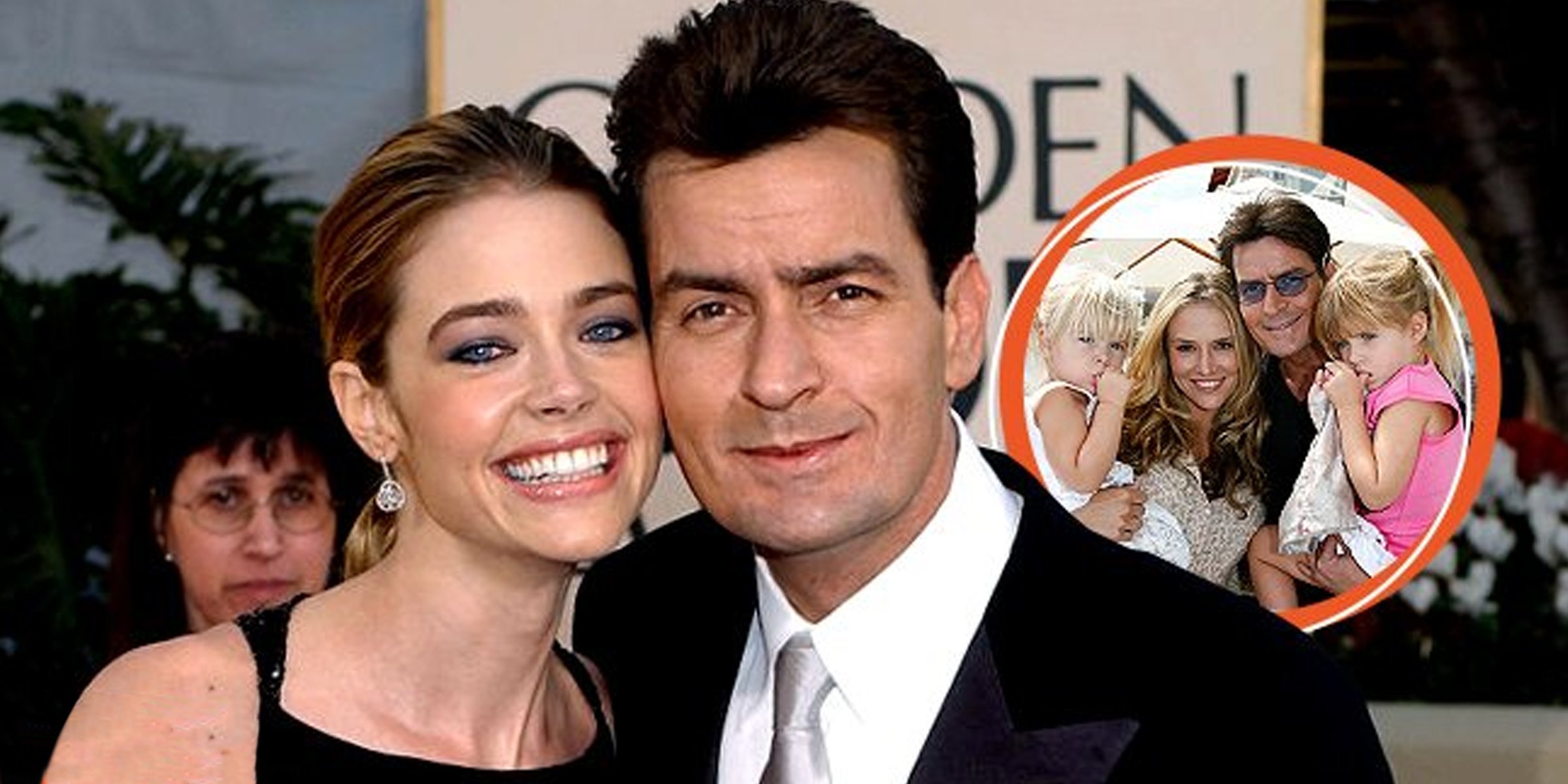 Denise Richards and Charlie Sheen | Charlie Sheen, Brooke Mueller, and his daughters | Source: Getty Images