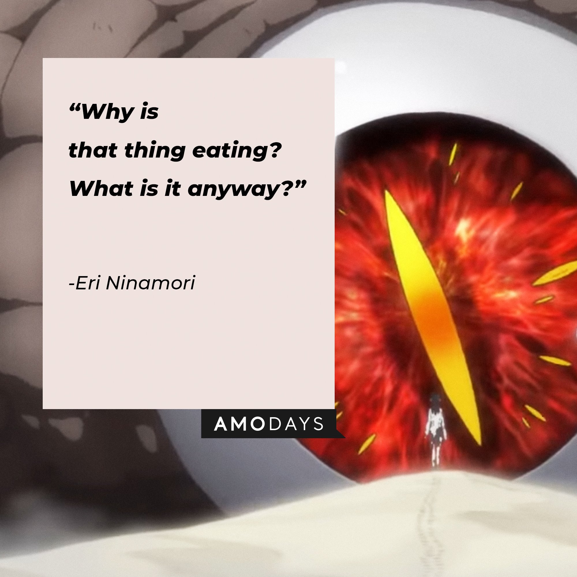 Eri Ninamori’s quote: “Why is that thing eating? What is it anyway?” | Image: AmoDays