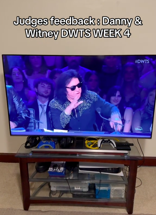 Gene Simmons providing feedback to Danny Amendola and Witney Carson during "DWTS," posted on October 9, 2024 | Source: TikTok/dwts50