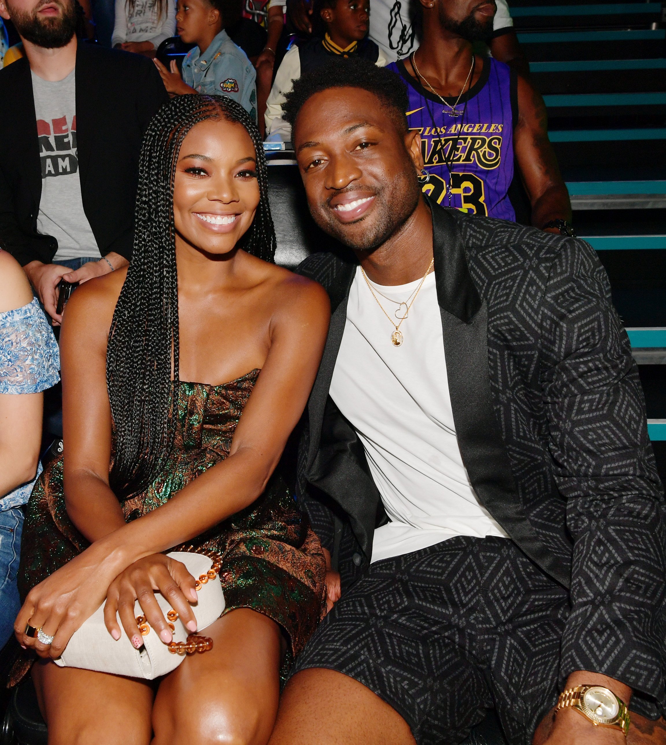 1: Gabrielle Union (L) and Dwyane Wade attend Nickelodeon Kids' Choice Sports 2019 at Barker Hangar on July 11, 2019 |Photo: Getty Images
