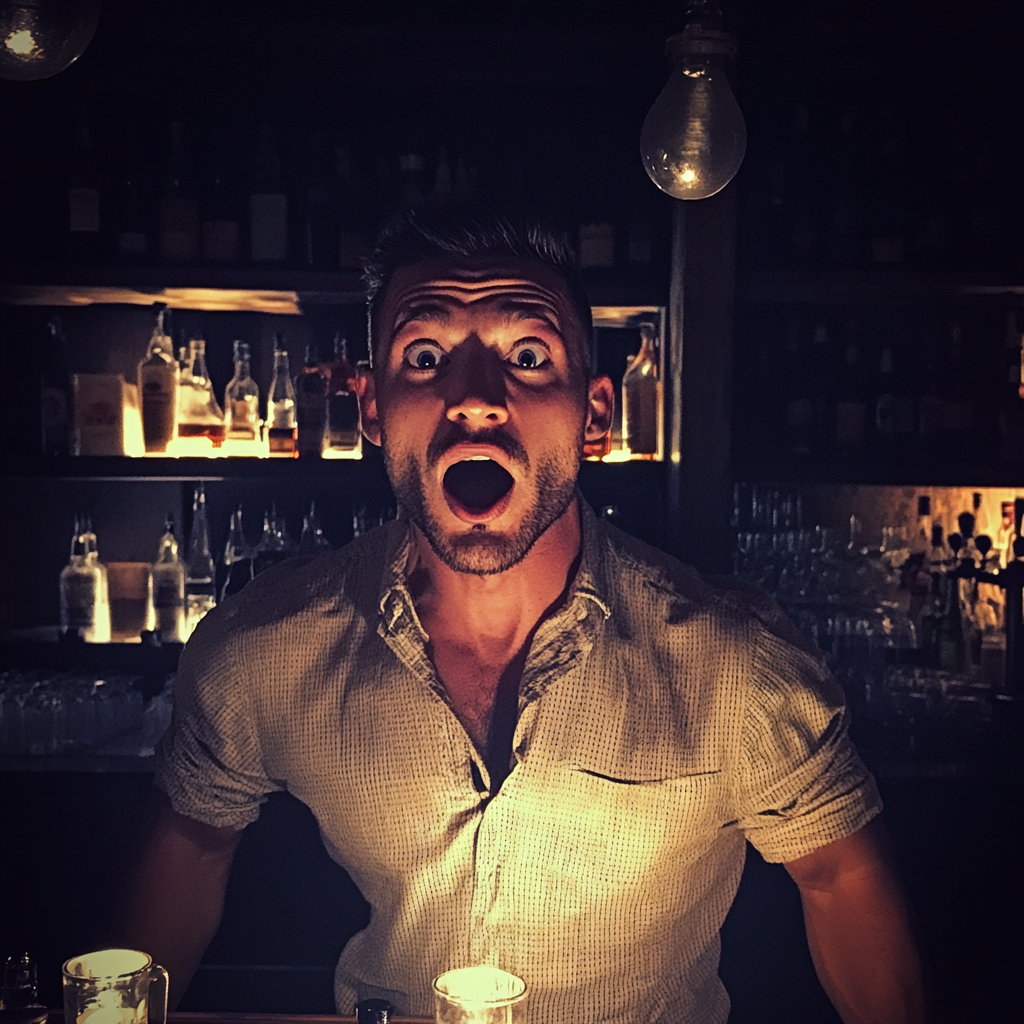 A shocked bartender | Source: Midjourney