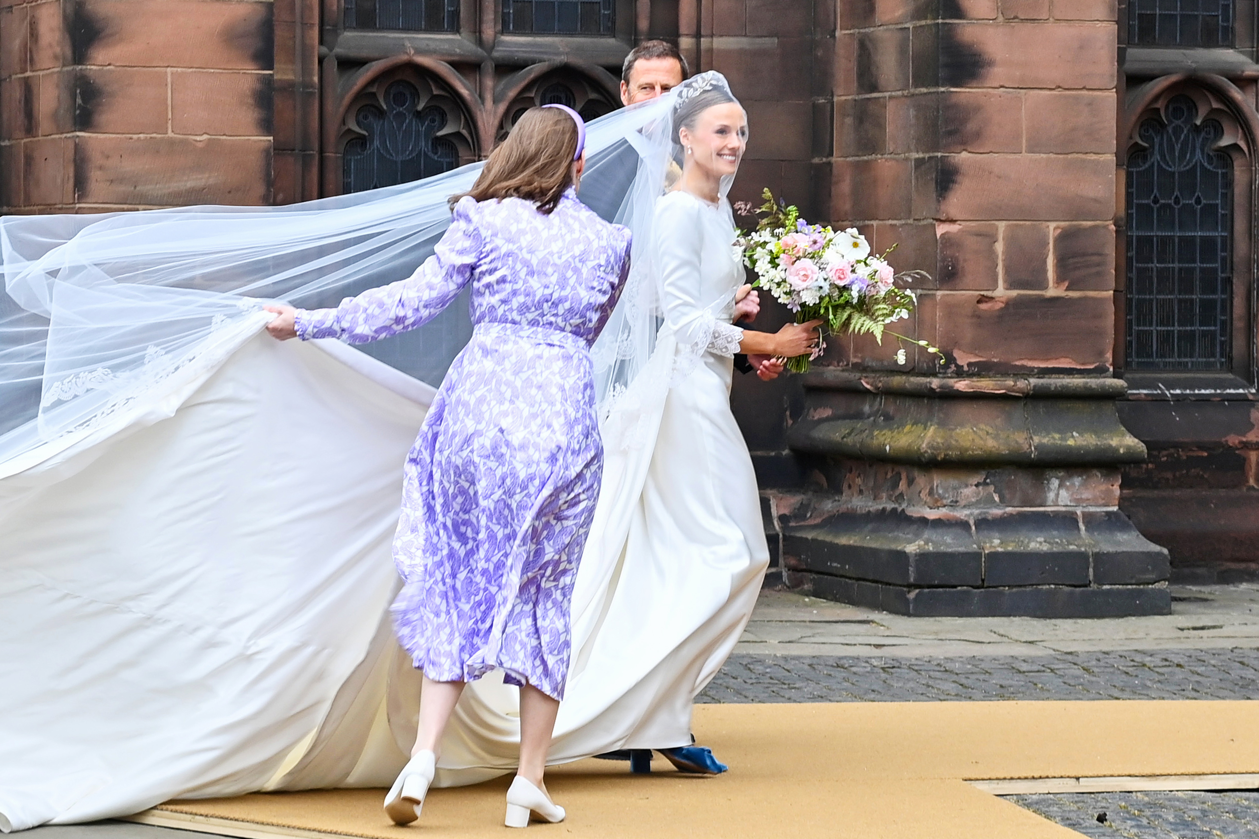 Olivia Henson arrives at her wedding to Hugh Grosvenor, 7th Duke of Westminster, at Chester Cathedral on June 7, 2024, in Chester, England | Source: Getty Images