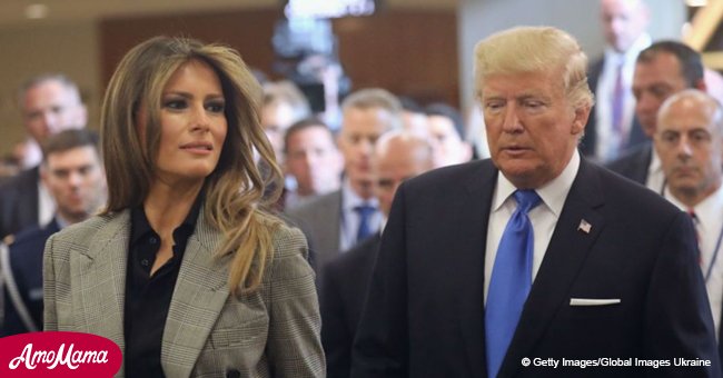 Donald Trump makes hand contact with Melania while departing for Europe