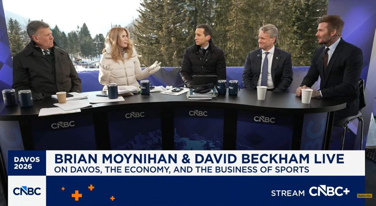 David Beckham joins a CNBC panel at the World Economic Forum in Davos, Switzerland, where he discusses parenting in the age of social media | Source: YouTube/CNBCtelevision