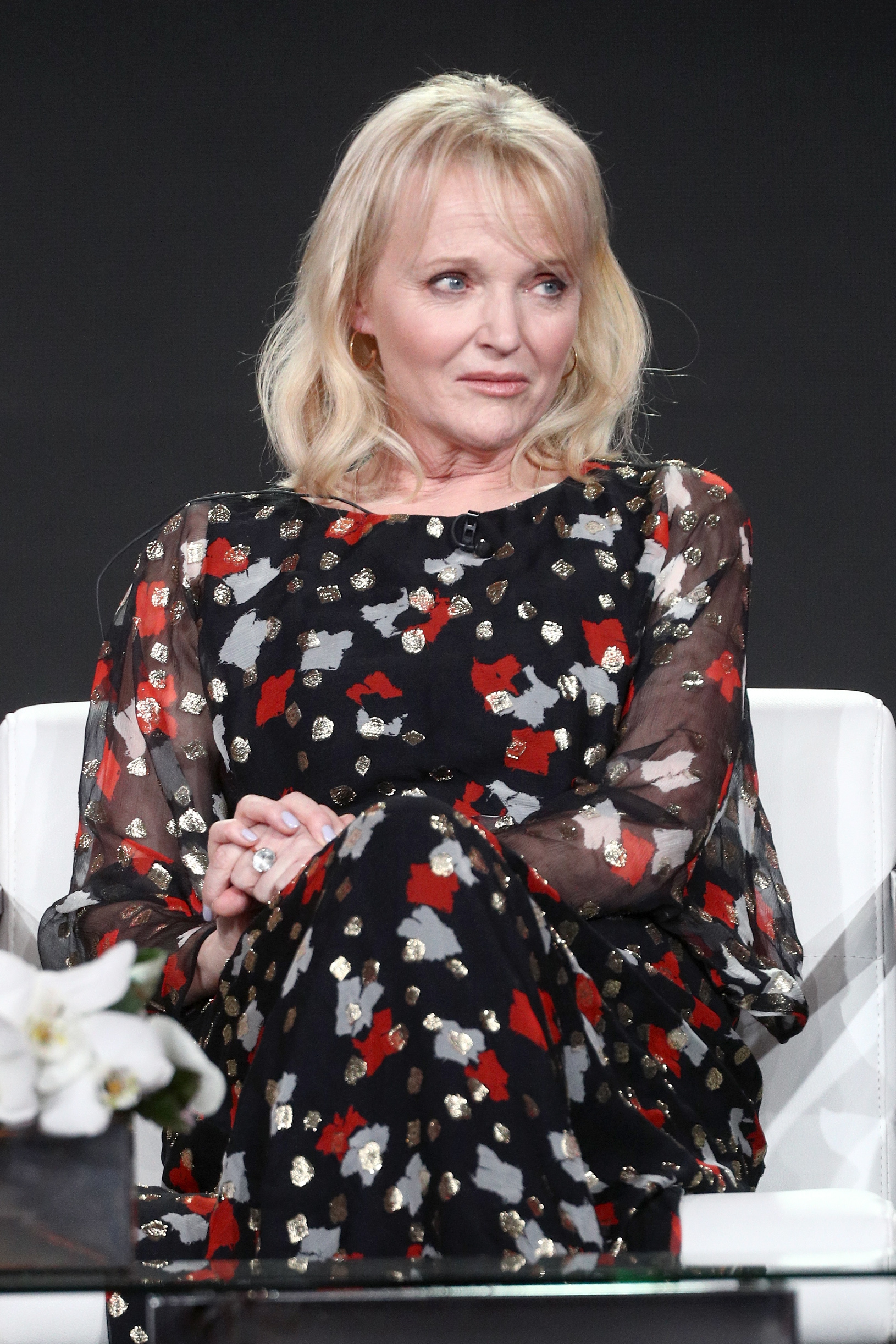 Miranda Richardson speaks onstage during the Acorn TV portion of the 2018 Winter Television Critics Association Press Tour on January 15, 2018, in Pasadena, California. | Source: Getty Images
