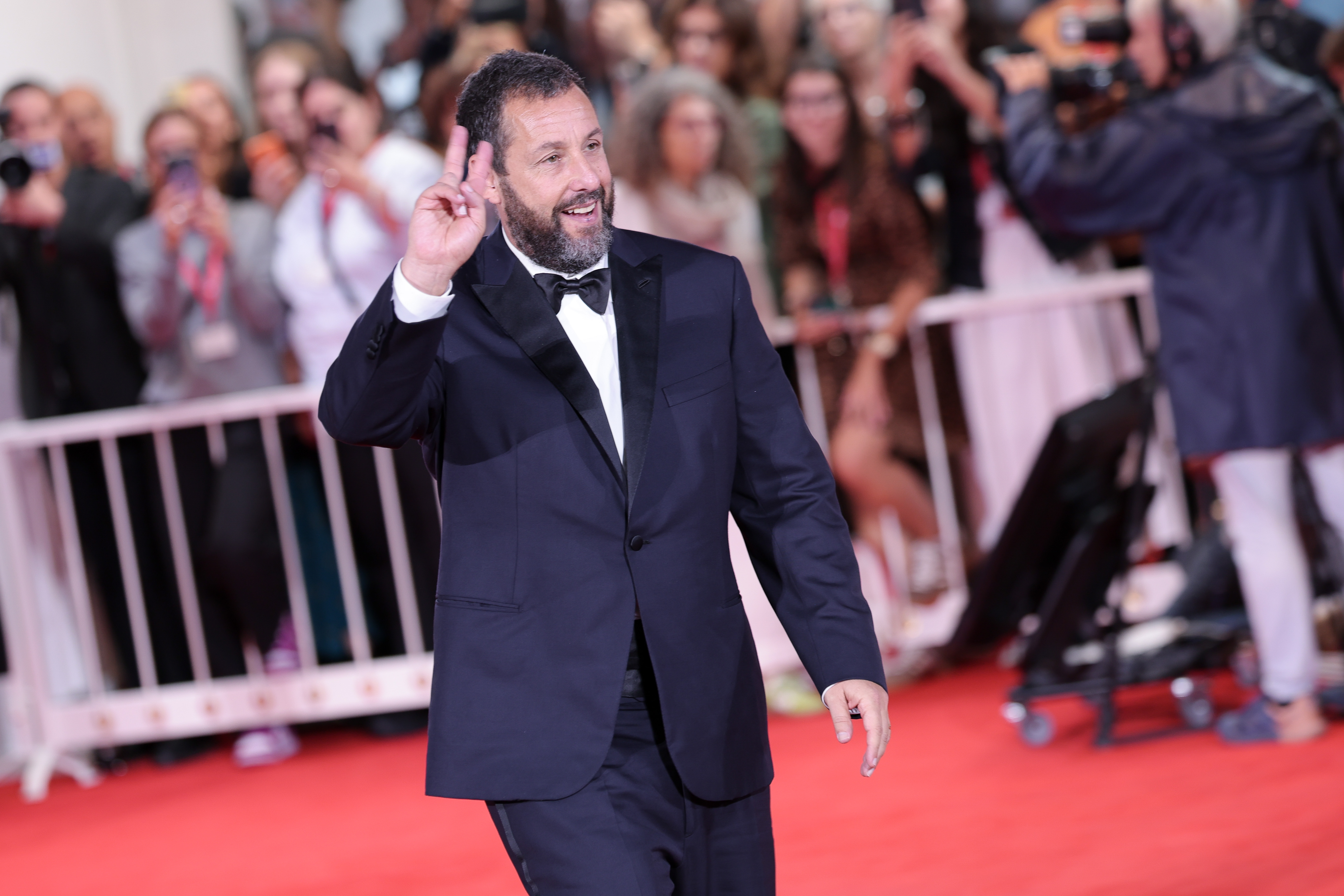Adam Sandler attends the "Jay Kelly" red carpet during the 82nd Venice International Film Festival on August 28, 2025, in Italy | Source: Getty Images