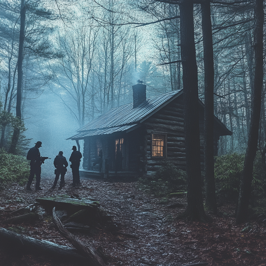 The police searching a cabin in the woods | Source: Midjourney