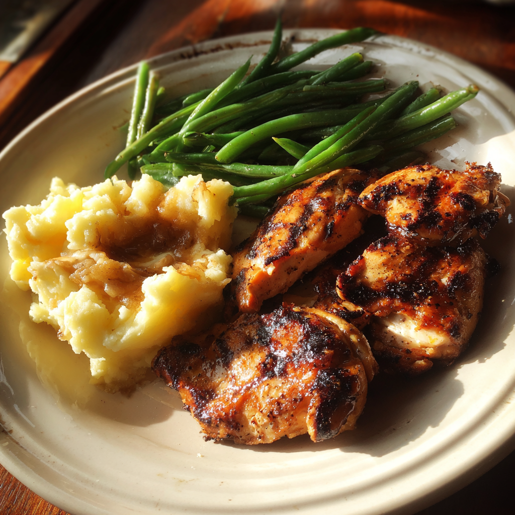 A plate of food on a table | Source: Midjourney