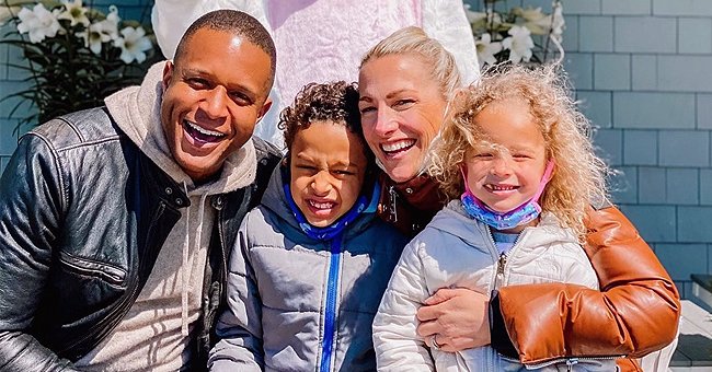 Craig Melvin Smiles with His Family Posing in Front of a 9 Feet Tall ...