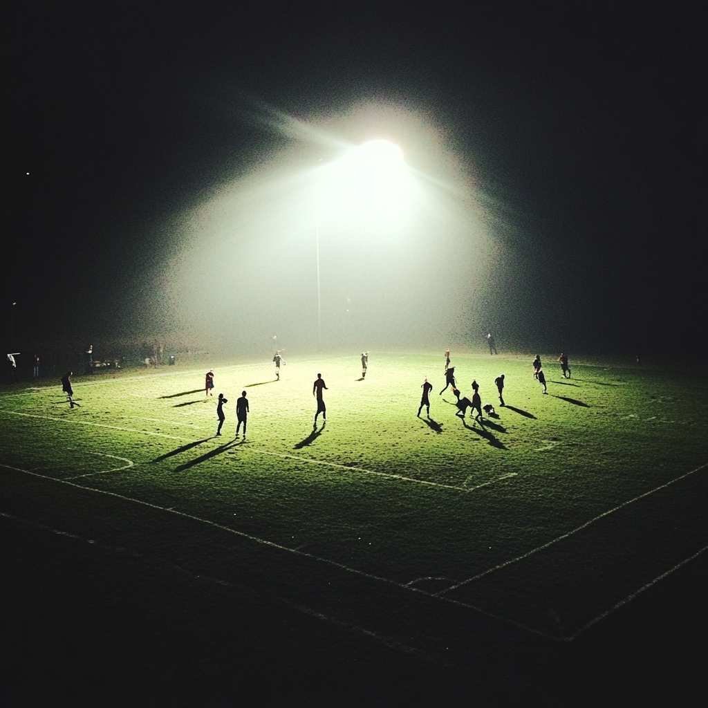 Football players on a field | Source: Midjourney