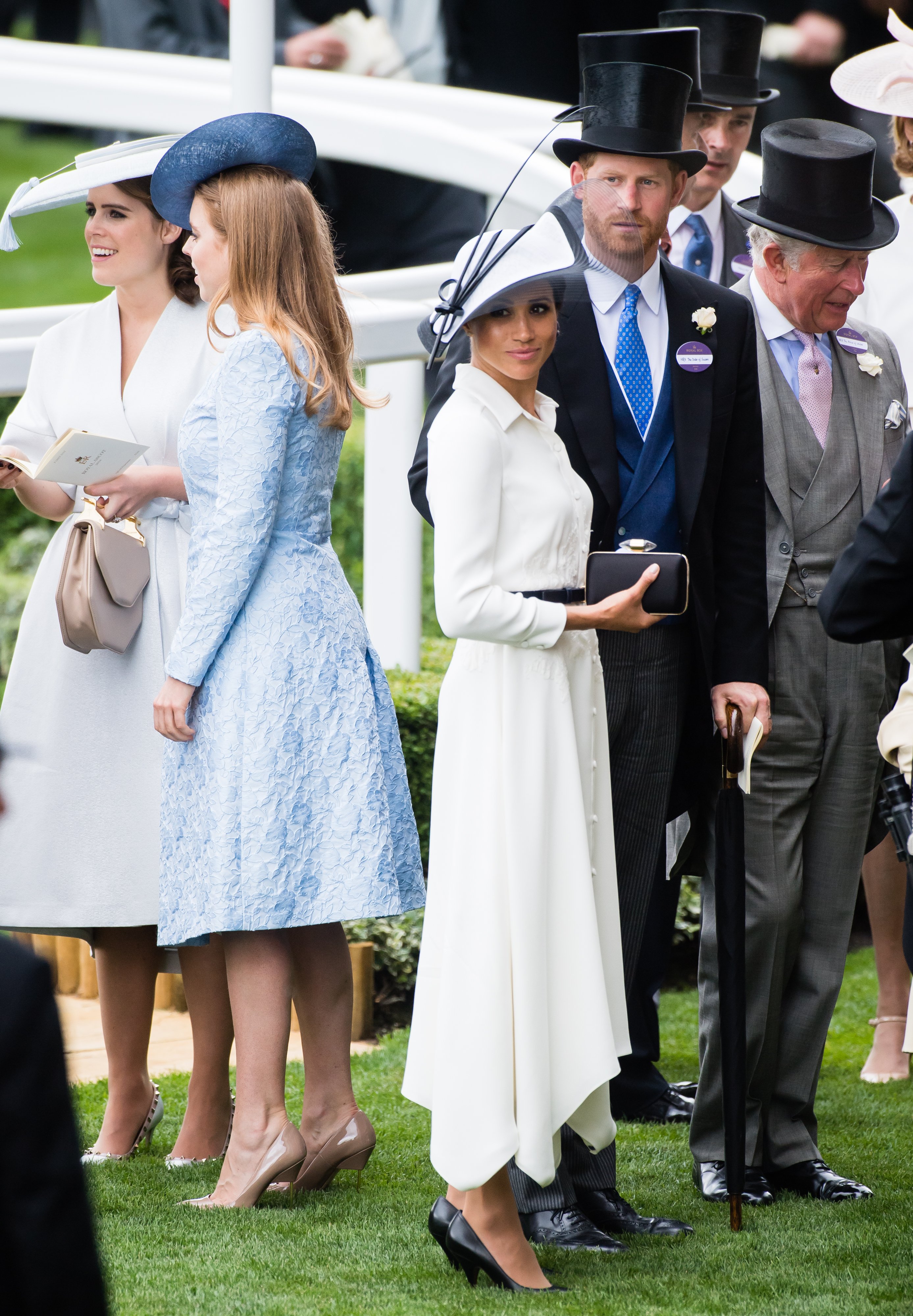 Princess Eugenie of York, Princess Beatrice of York, Meghan, Duchess of Sussex and Prince Harry, Duke of Sussex and Prince Charles, Prince of Wales attend Royal Ascot Day 1 at Ascot Racecourse on June 19, 2018 in Ascot, United Kingdom | Source: Getty Images
