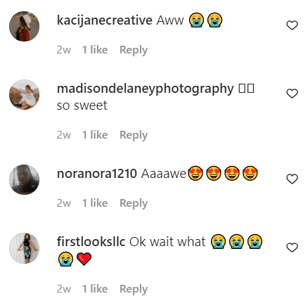 Individuals commenting on an Instagram post by WEDDING VIDEOGRAPHER. │Source: Instagram.com/_yellowfilms