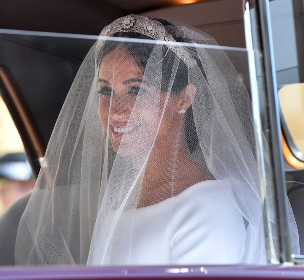 Meghan Markle dans sa robe de mariée. l Source : Getty Images Meghan Markle dans sa robe de mariée. l Source : Getty Images