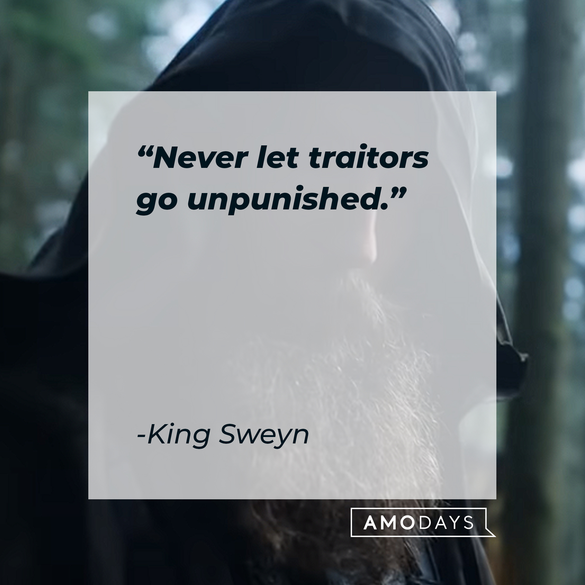 A picture of a character from “Vikings: Valhalla” with King Sweyn’s quote: “Never let traitors go unpunished.”  | Source: youtube.com/Netflix