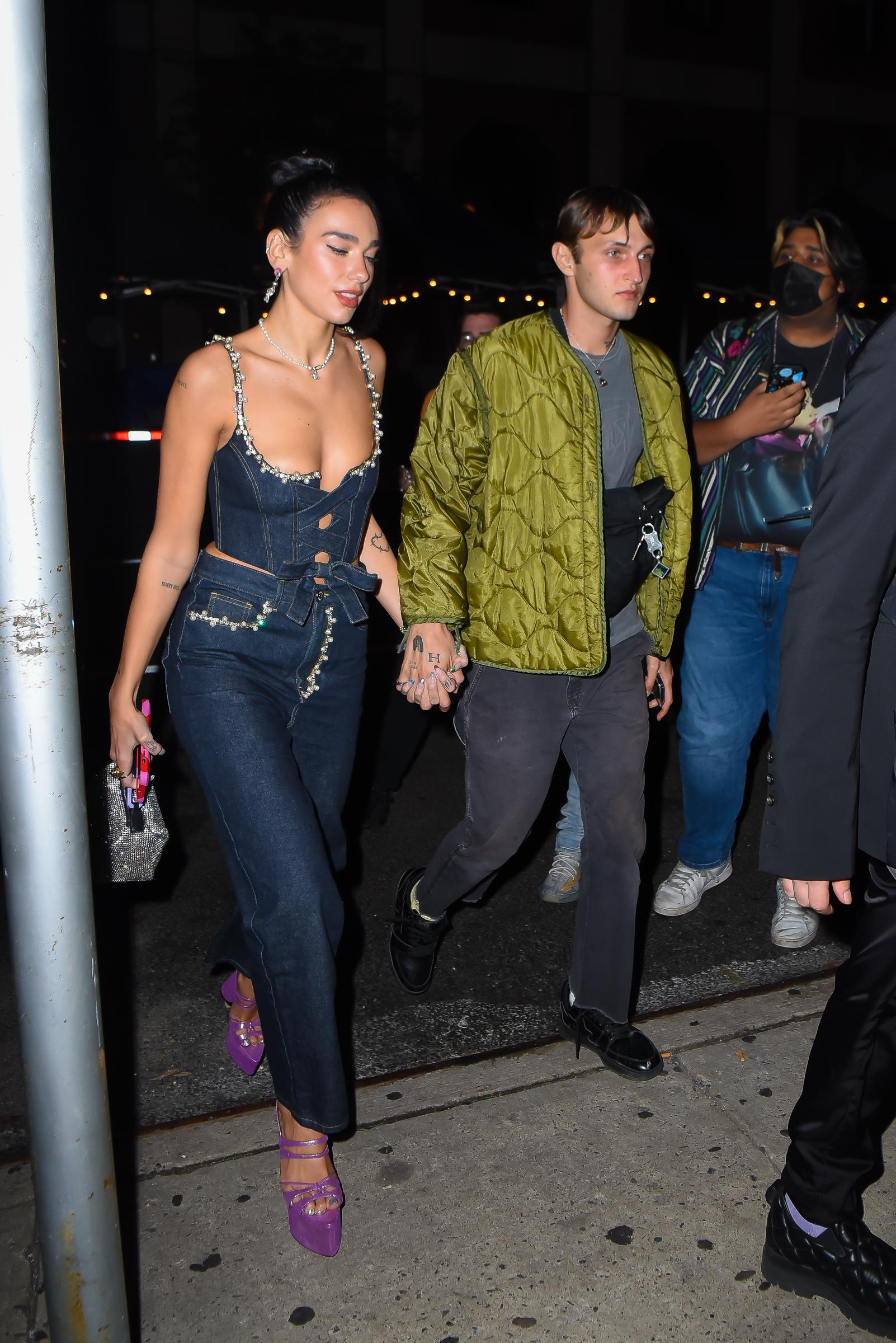 Dua Lipa and Anwar Hadid are seen in New York City on September 19, 2021 | Source: Getty Images