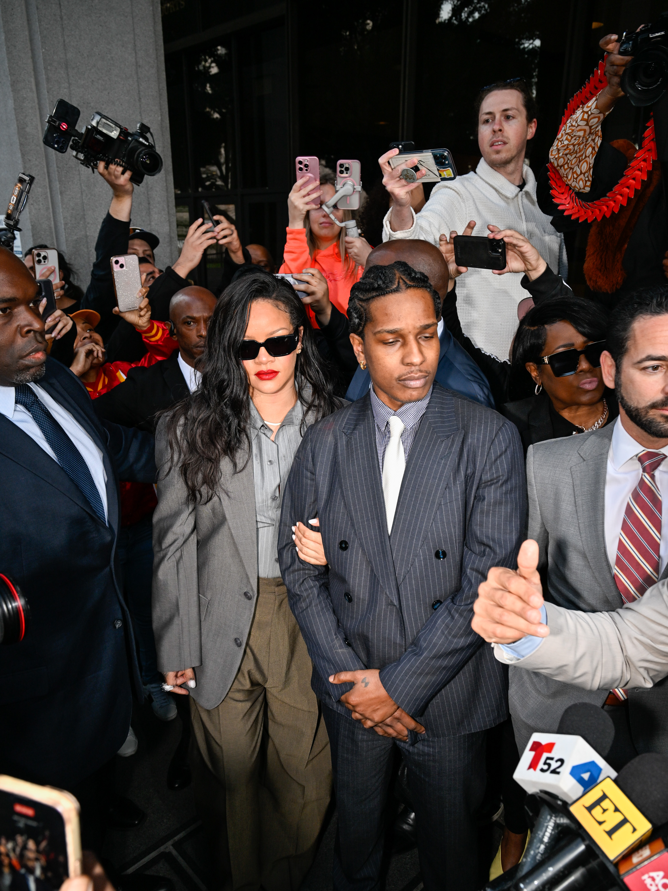 Rihanna and A$AP Rocky are seen outside of Clara Shortridge Foltz Criminal Justice Center on February 18, 2025, in Los Angeles, California | Source: Getty Images