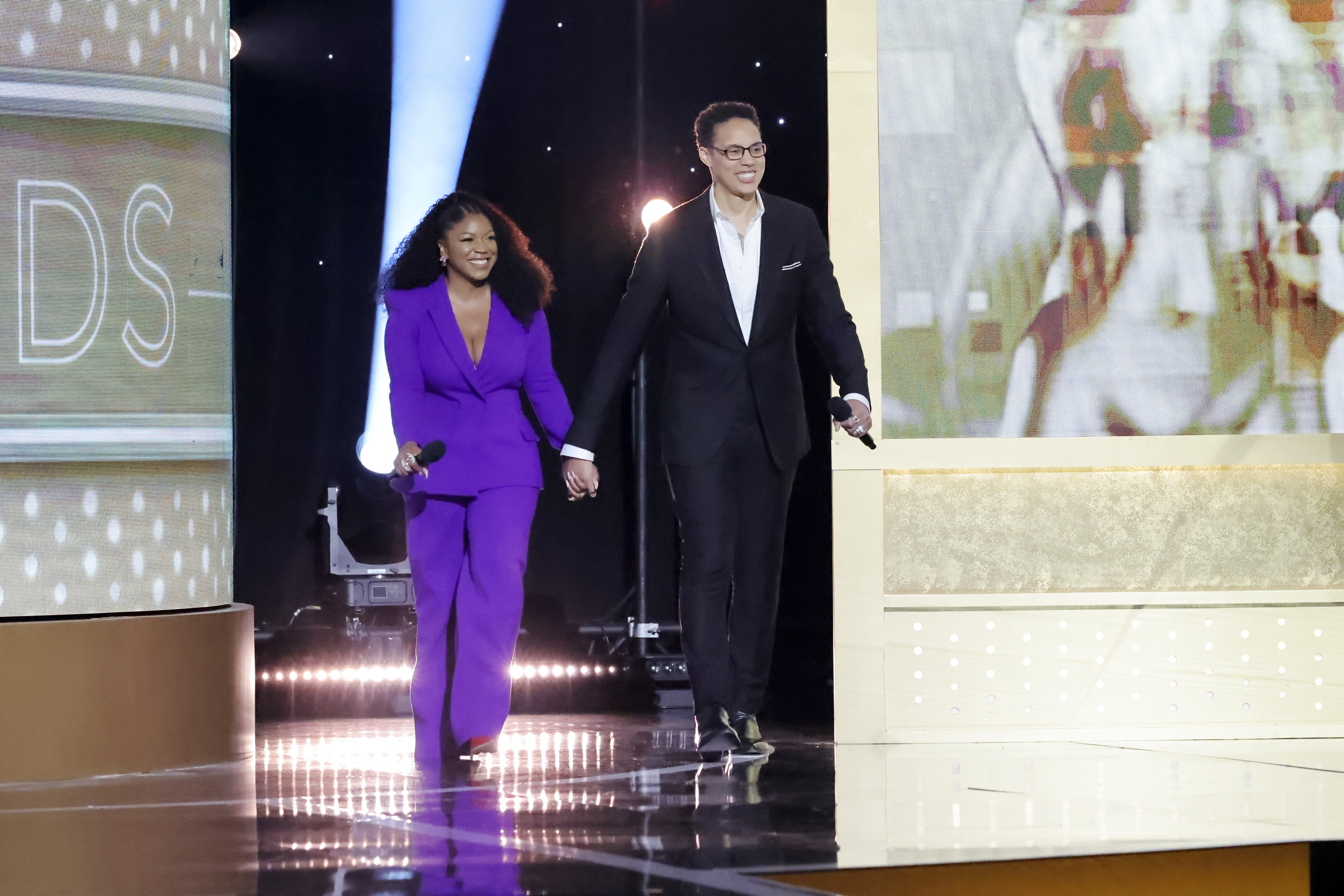 Cherelle Griner and Brittney Griner are pictures as they enter onstage during the 54th NAACP Image Awards at Pasadena Civic Auditorium on February 25, 2023, in Pasadena, California | Source: Getty Images