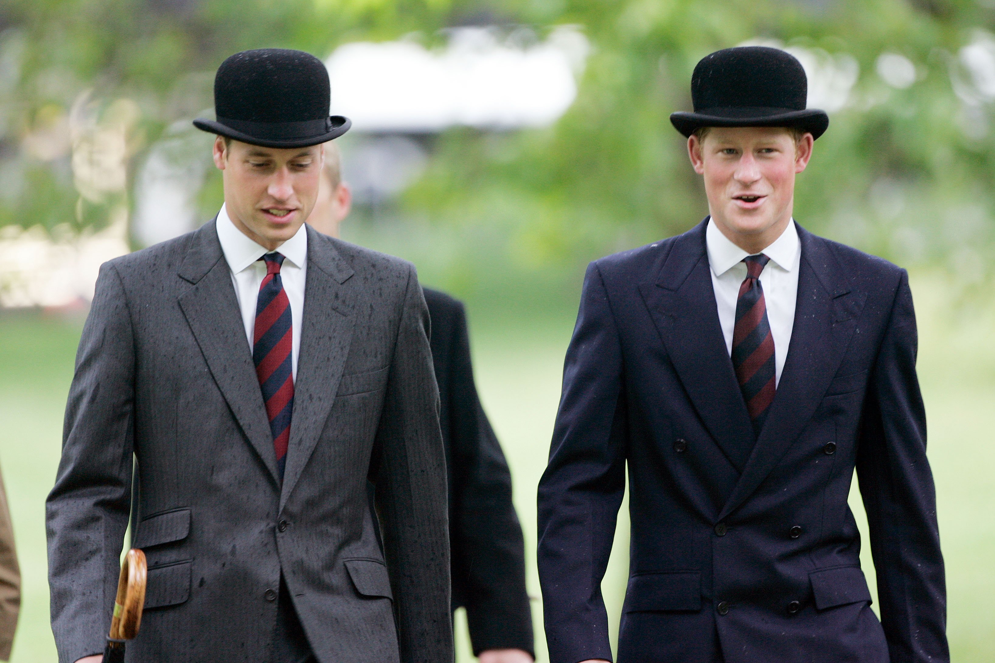 Prince William and Prince Harry, with regimental ties and traditional bowler hats, attend the Combined Cavalry Old Comrades Association parade in Hyde Park on May 13, 2007, in London, England. | Source: Getty Images